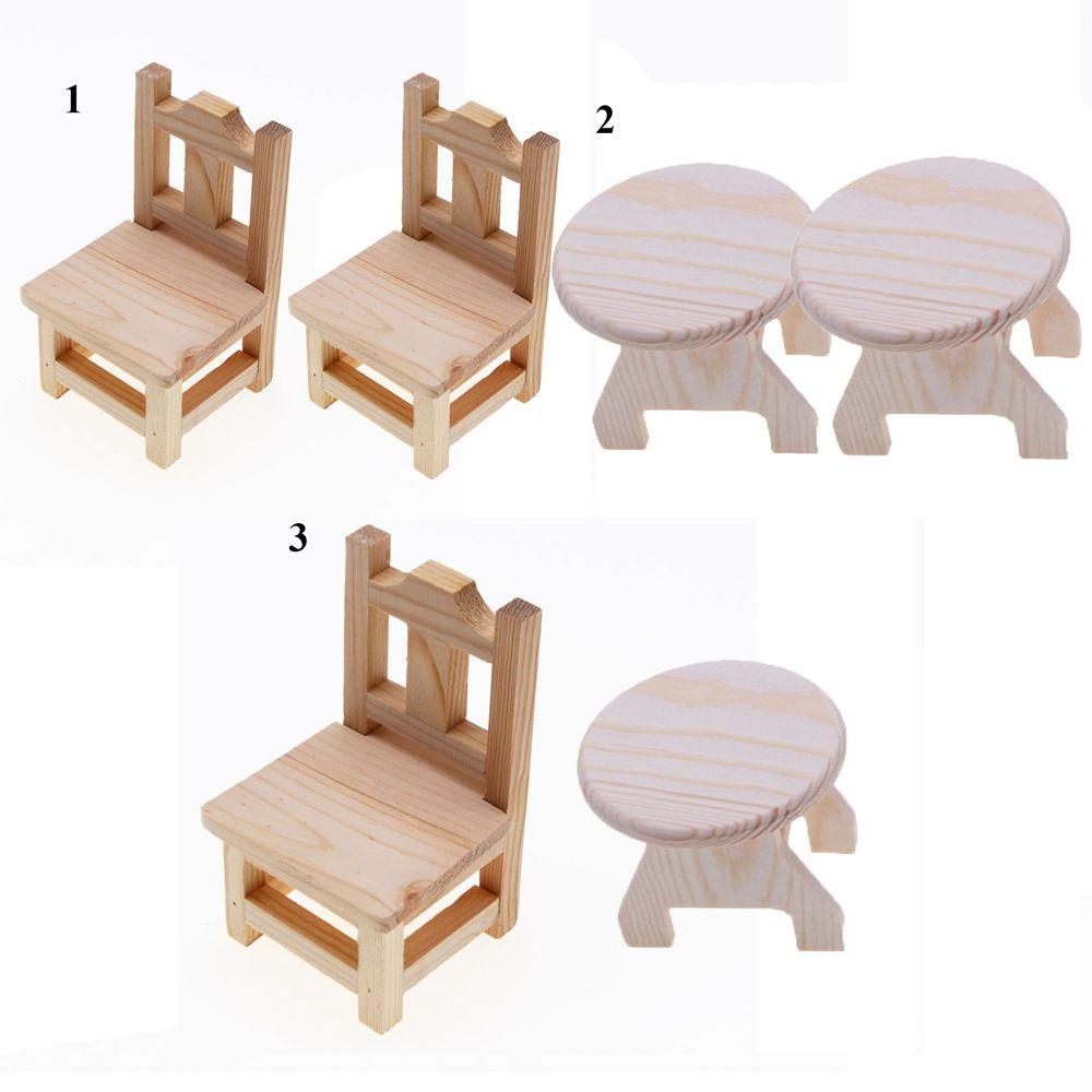 Bộ 2 Mô Hình Ghế Mini Tỉ Lệ 1: 12 Dùng Trang Trí Nhà Búp Bê