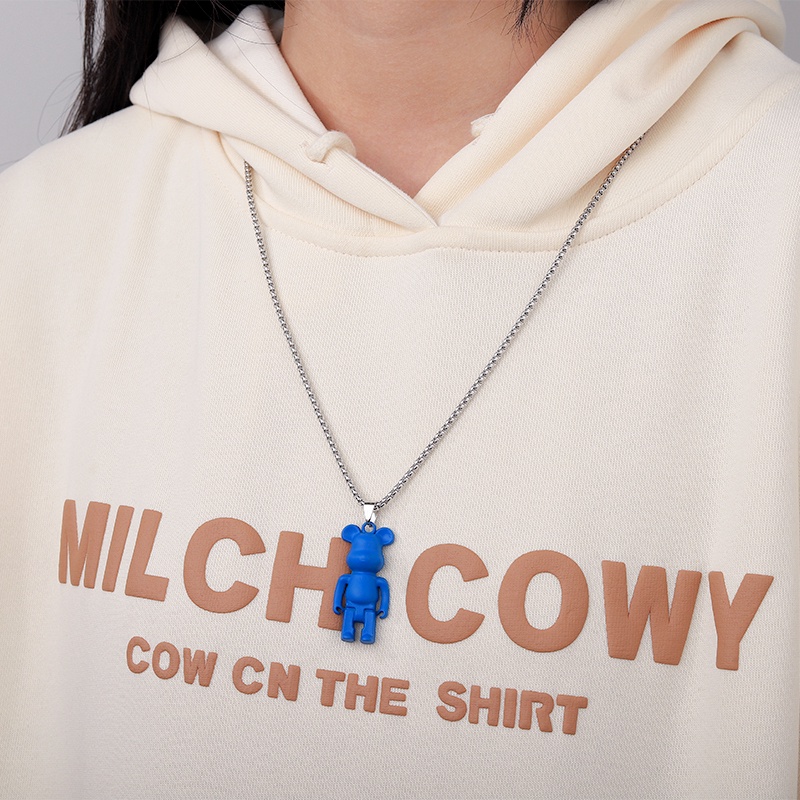 Vòng cổ Bạc Mặt Gấu Màu Xanh Dương Thời Trang