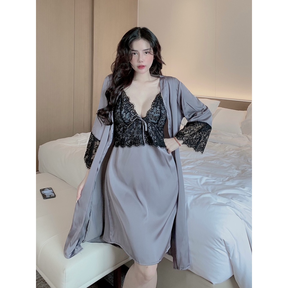 Đầm Ngủ Nữ 2 dây Sexy lụa satin - latin Siêu Mát ĐN103