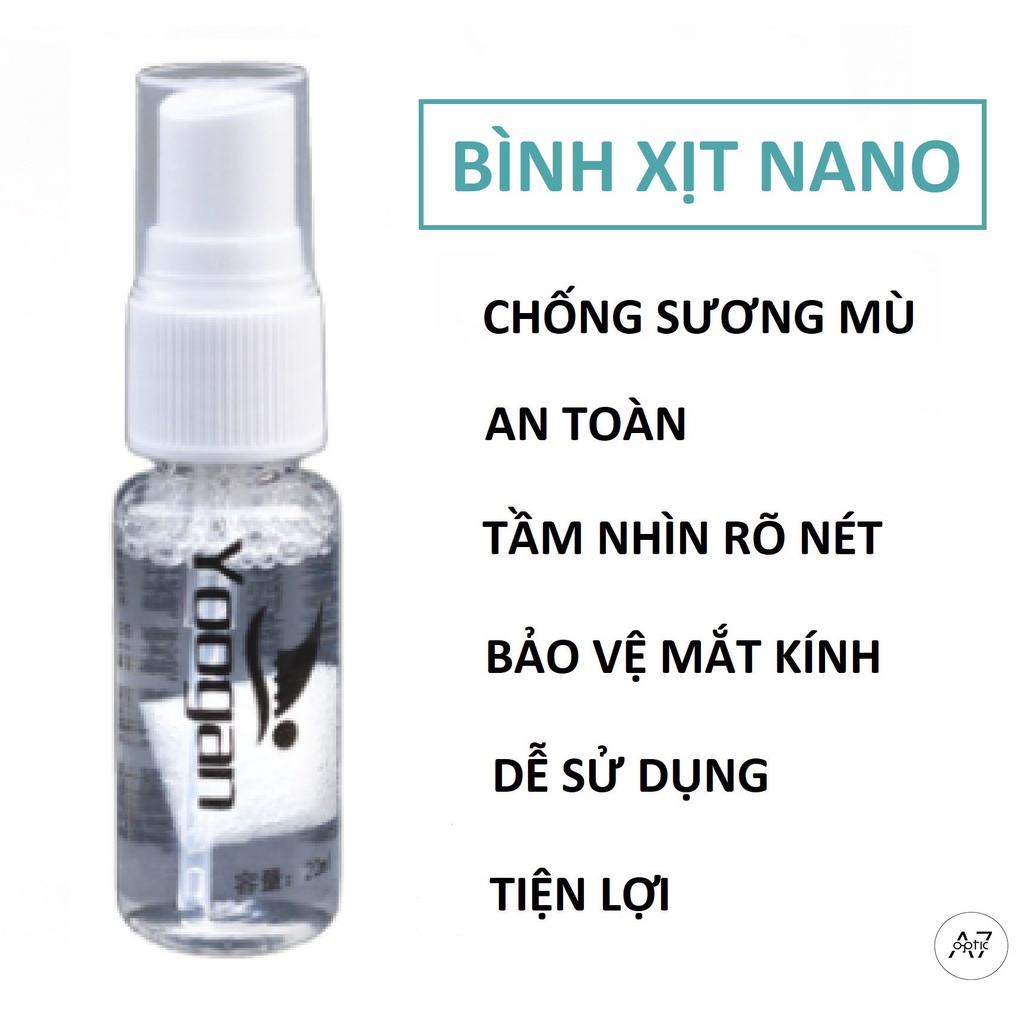 Bình xịt nano Yoogan chống bám hơi nước, sương mù đa năng 20ml ( phù hợp mọi loại kính, gương) - [Tặng kèm khăn lau kính