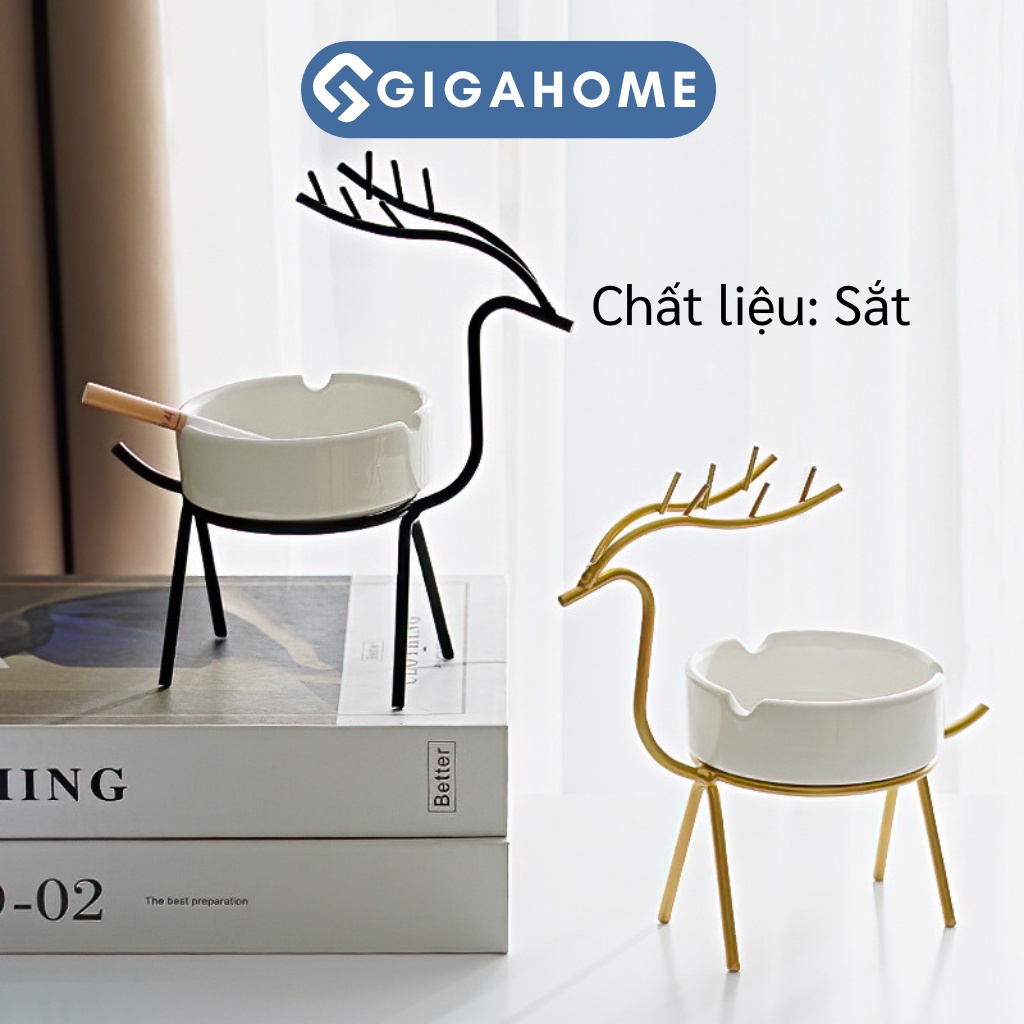 Gạt Tàn Thuốc Lá Kim Loại Hình Hươu GIGAHOME Phong Cách Bắc Âu Trang Trí Nhà 9484