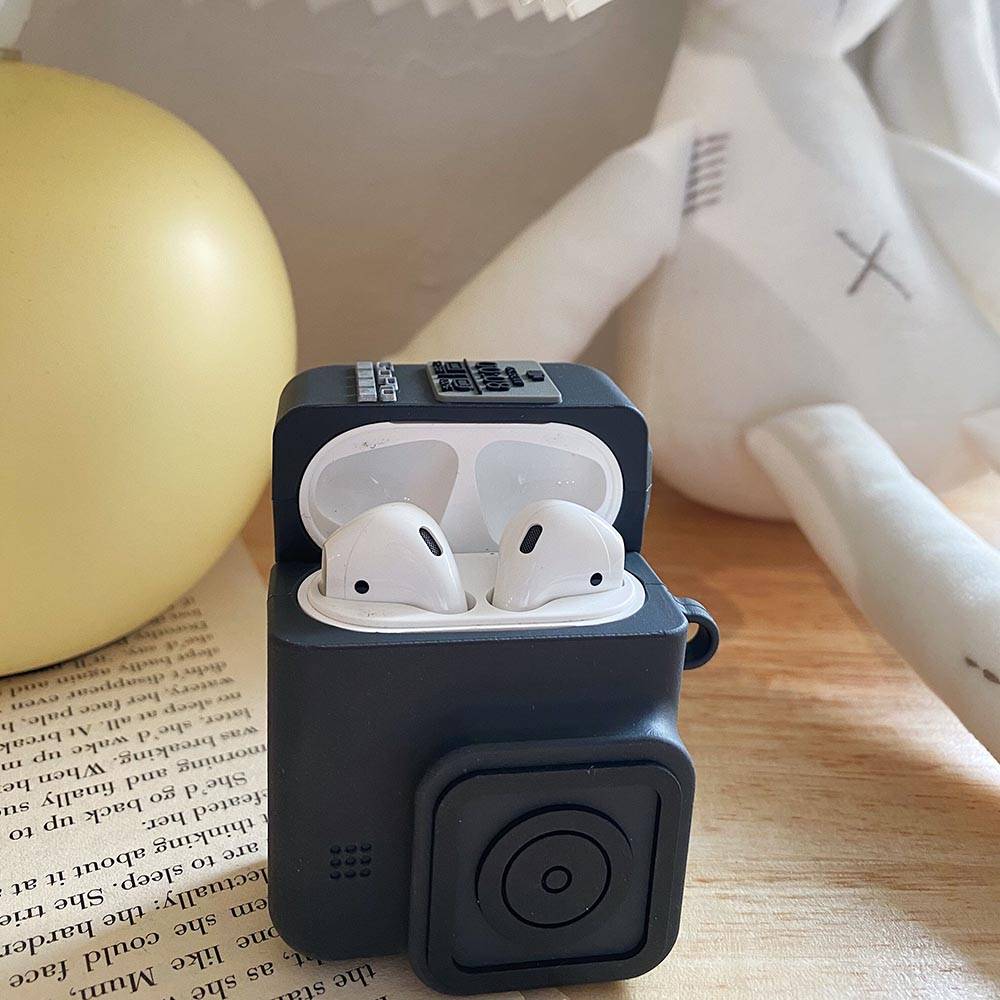 Vỏ bảo vệ hộp sạc tai nghe không dây phối hình máy ảnh bằng silicon chống rơi thích hợp cho Airpods 3 1/2/3 2021 Pro