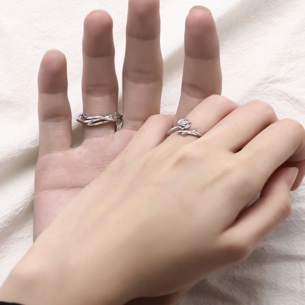 Nhẫn Hở Hình Hoa Hồng Màu Bạc Phong Cách Gothic Thời Trang Cho Nam Và Nữ