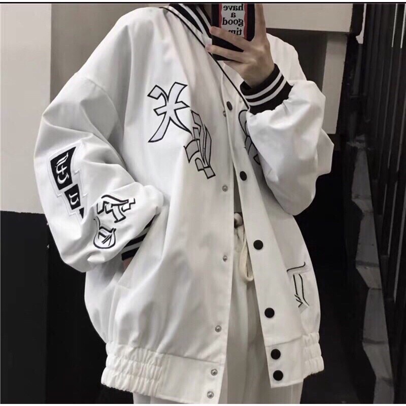 Áo khoác kaki bomber logo zalang phối tay form dáng rộng