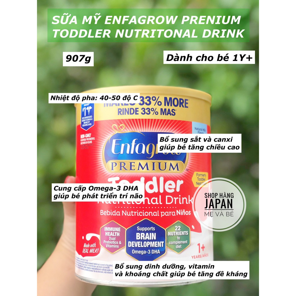 [ Chuẩn bill] Sữa bột cho bé ENFAGROW nắp đỏ nội địa Mỹ 907g cho bé từ 1 tuổi trở lên