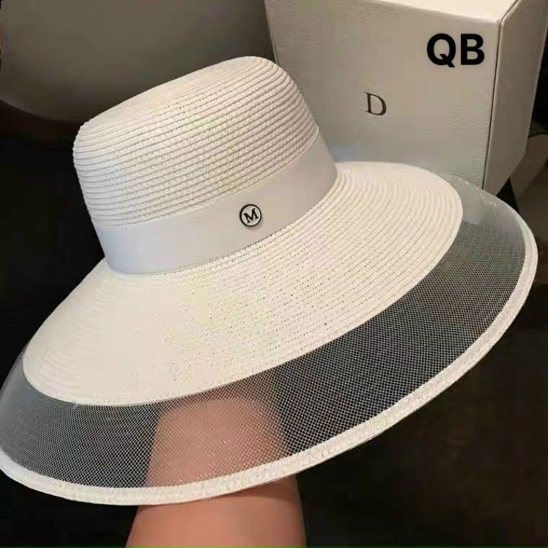 Mũ cói rộng vành lưới viền Poly MA.I.S.ON đóng gói hộp to không bị hỏng form đi biển dạo phố
