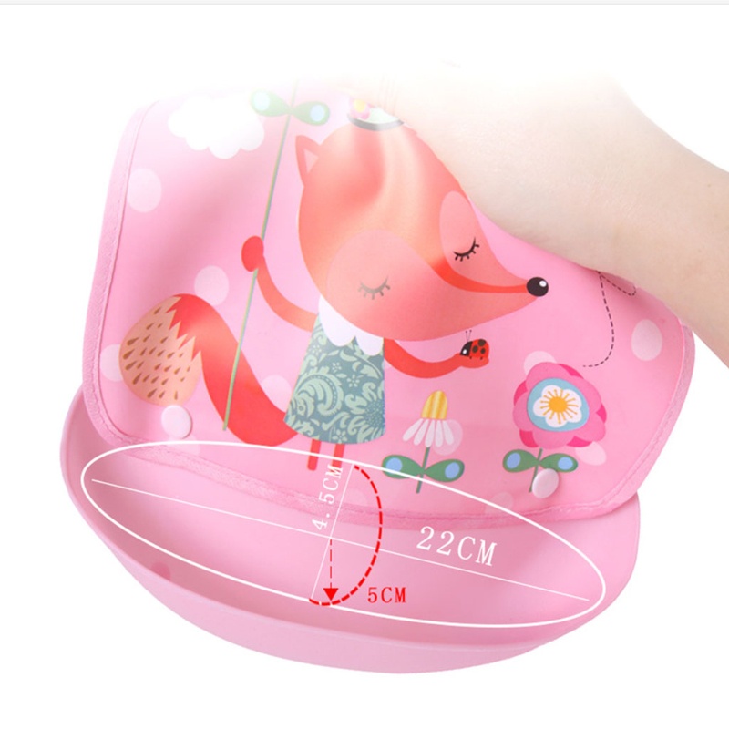Yếm Ăn Chống Thấm Nước Họa Tiết Hoạt Hình Có Thể Điều Chỉnh Cho Bé