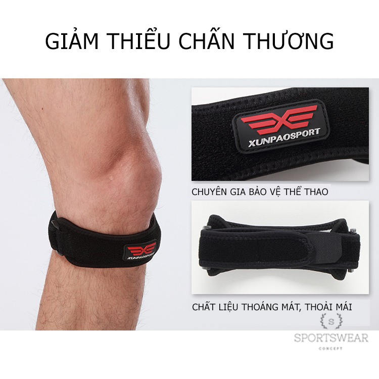 Đai đeo đầu gối tập gym thể thao bảo vệ khớp gối chân v3 Sportswear Concept giảm chấn thương thoải mái đàn hồi