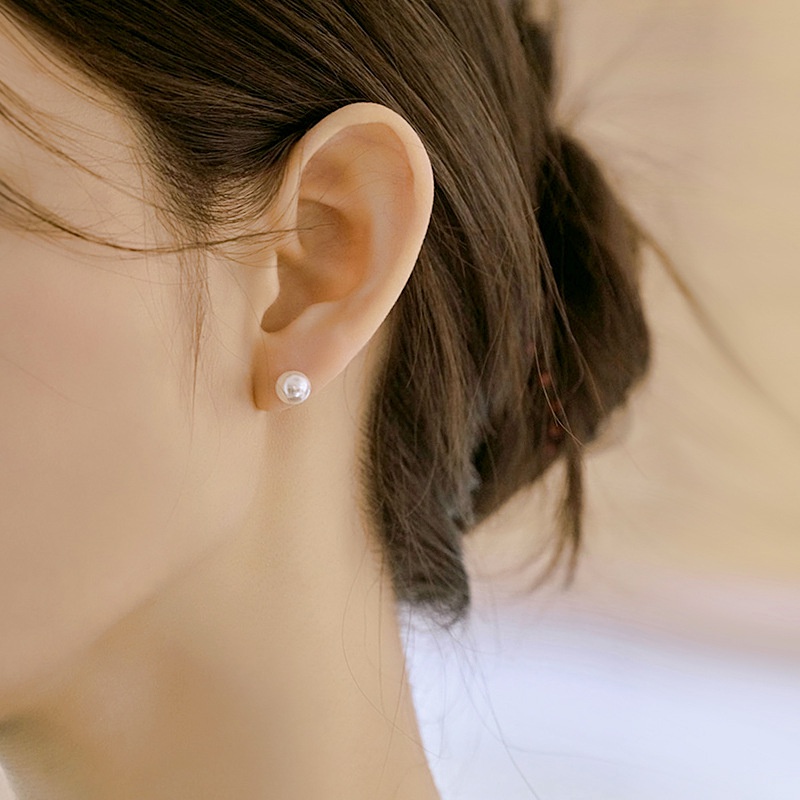 Hoa tai đính ngọc trai 8mm thiết kế đơn giản dễ phối đồ phong cách cổ điển phù hợp làm quà tặng hay các ngày lễ cho nữ