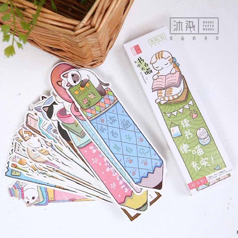 Hộp 30 đánh dấu trang bookmark chú mèo xinh đẹp