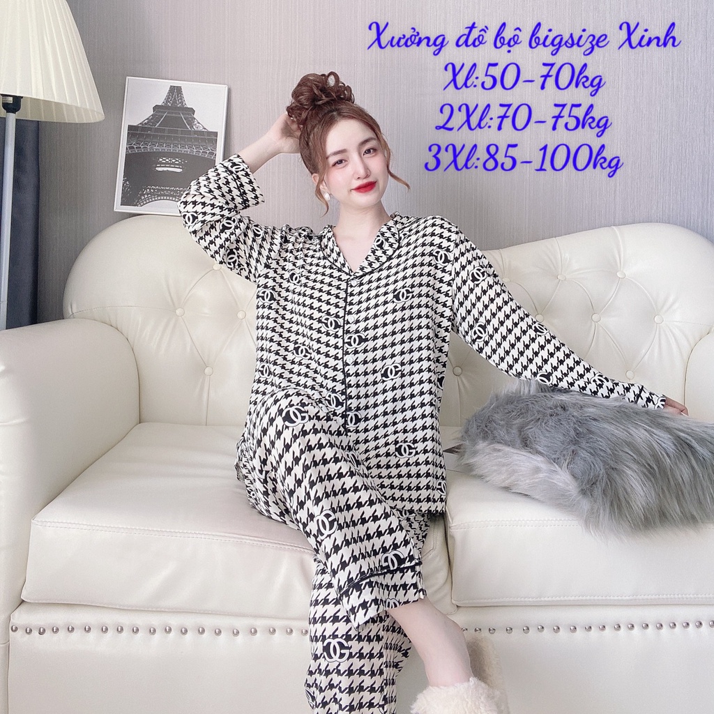 Đồ bộ bigsize tay dài 50-100 Cổ sen sang chảnh mặc nhà cho nữ | BigBuy360 - bigbuy360.vn