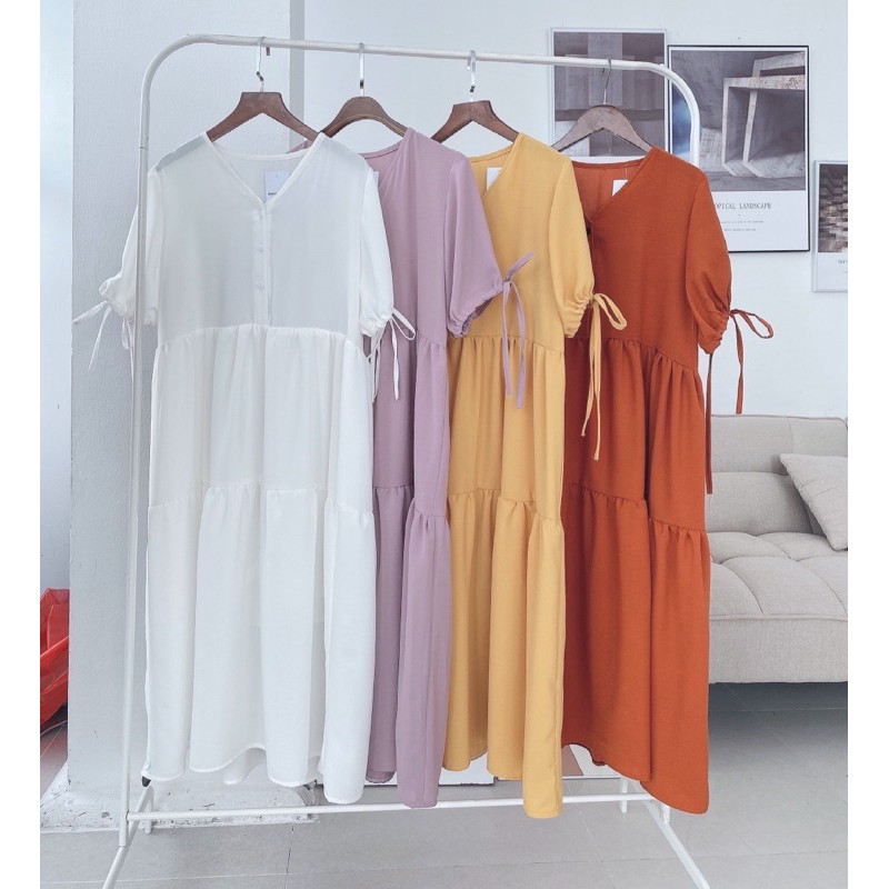 váy baby doll cổ V dài | BigBuy360 - bigbuy360.vn