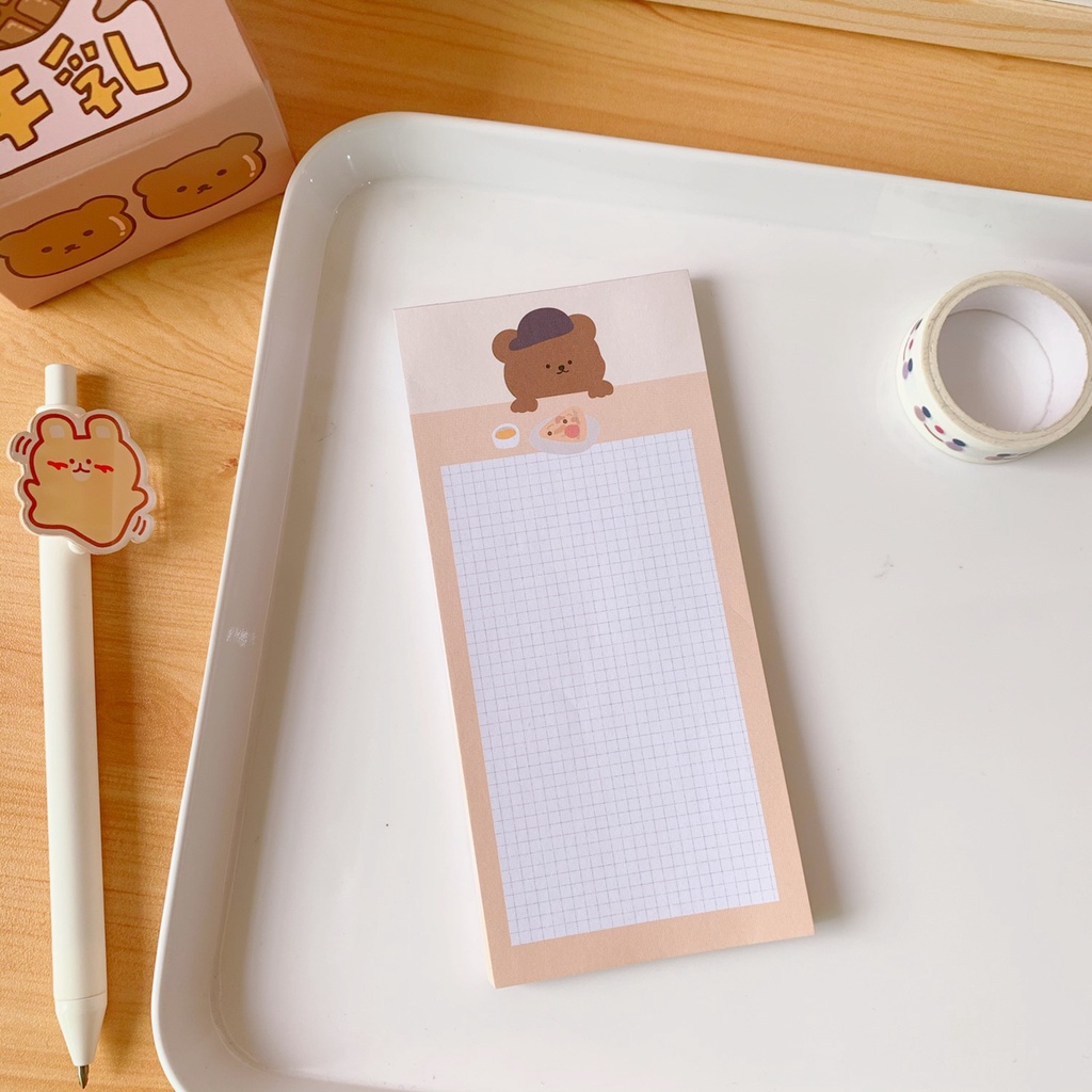 Giấy note ghi nhớ hình gấu nâu brown bear dễ thương cute dùng để ghi chú kế hoạch, công việc