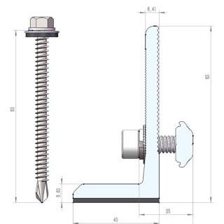 Gá ( chân ) L bắt mái tôn có bulong vít bắt tôn