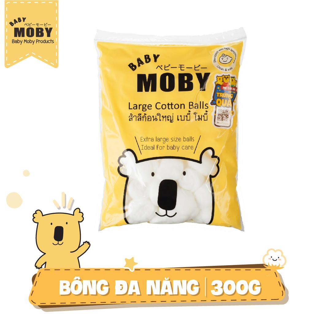 [NHẬP BAMEMB500 GIẢM 25K][COMBO TIỆN ÍCH] 1 Bịch bông Moby đa năng cỡ nhỏ (100gr/bịch) + 2 Bịch khăn ướt (80 tờ/bịch)