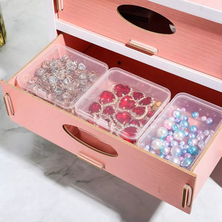 Set 6 Hộp Nhựa Vuông Mini 4.3 * 4.3CM Đựng Trang Sức