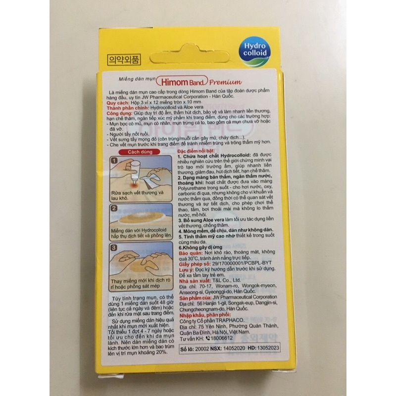 Miếng dán mụn Hàn Quốc duy nhất có thành phần lô hội Himom -hút mủ, hết mụn, sạch thâm hộp 3 vỉ x 12 nốt