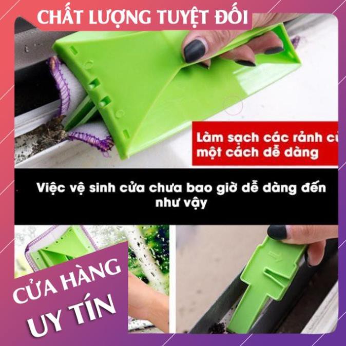 [Freeship] Dụng cụ lau cửa kính, bàn chà cửa kính, cọ khe cửa làm sạch đa năng có tay cầm tiện lợi  - Lan Chi Mart