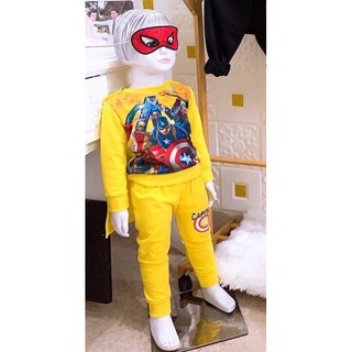 Bộ siêu nhân dài tay cho bé mặc mùa thu đông - Vàng