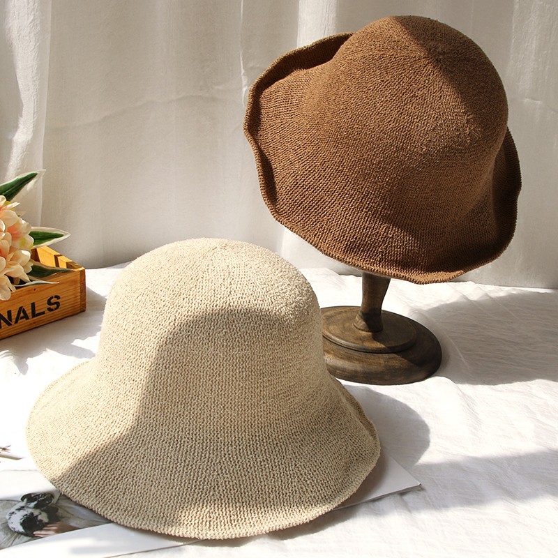 Nón Tai Bèo Vải Cotton Lanh Màu Sắc Đơn Giản Gấp Gọn Tiện Dụng Thời Trang Phong Cách Hàn Quốc Cho Nữ