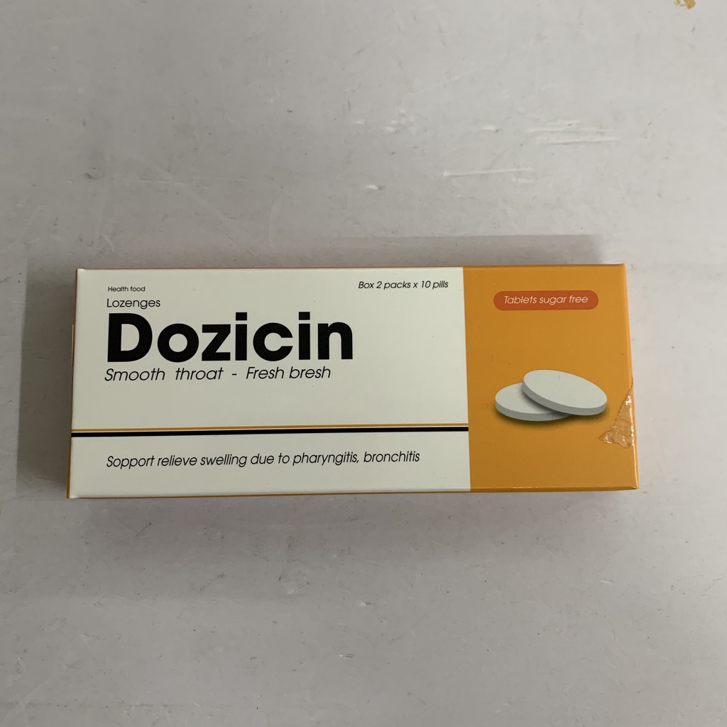 Viên ngậm sát trùng họng DOZICIN - hộp 2 vỉ x 10 viên