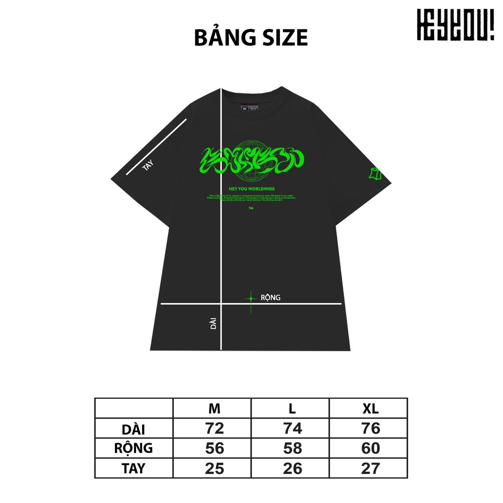 Áo phông nữ VYLINHSHOP  HEYYOU  WORLDWIDE LOGO COLLECTION 2 màu đen trắng