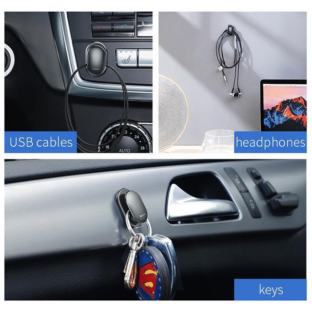 Set 4 Móc Treo Đồ Đa Năng Baseus Sử Dụng Trên Xe Hơi, Văn Phòng, Nhà Riêng Tiện Dụng  - TopEcom