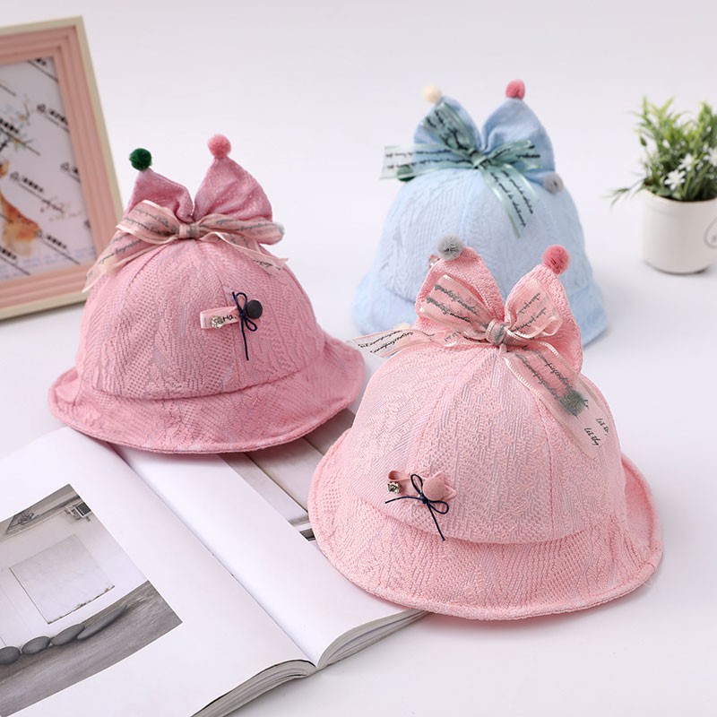 Nón vành ren đính nơ xinh xắn