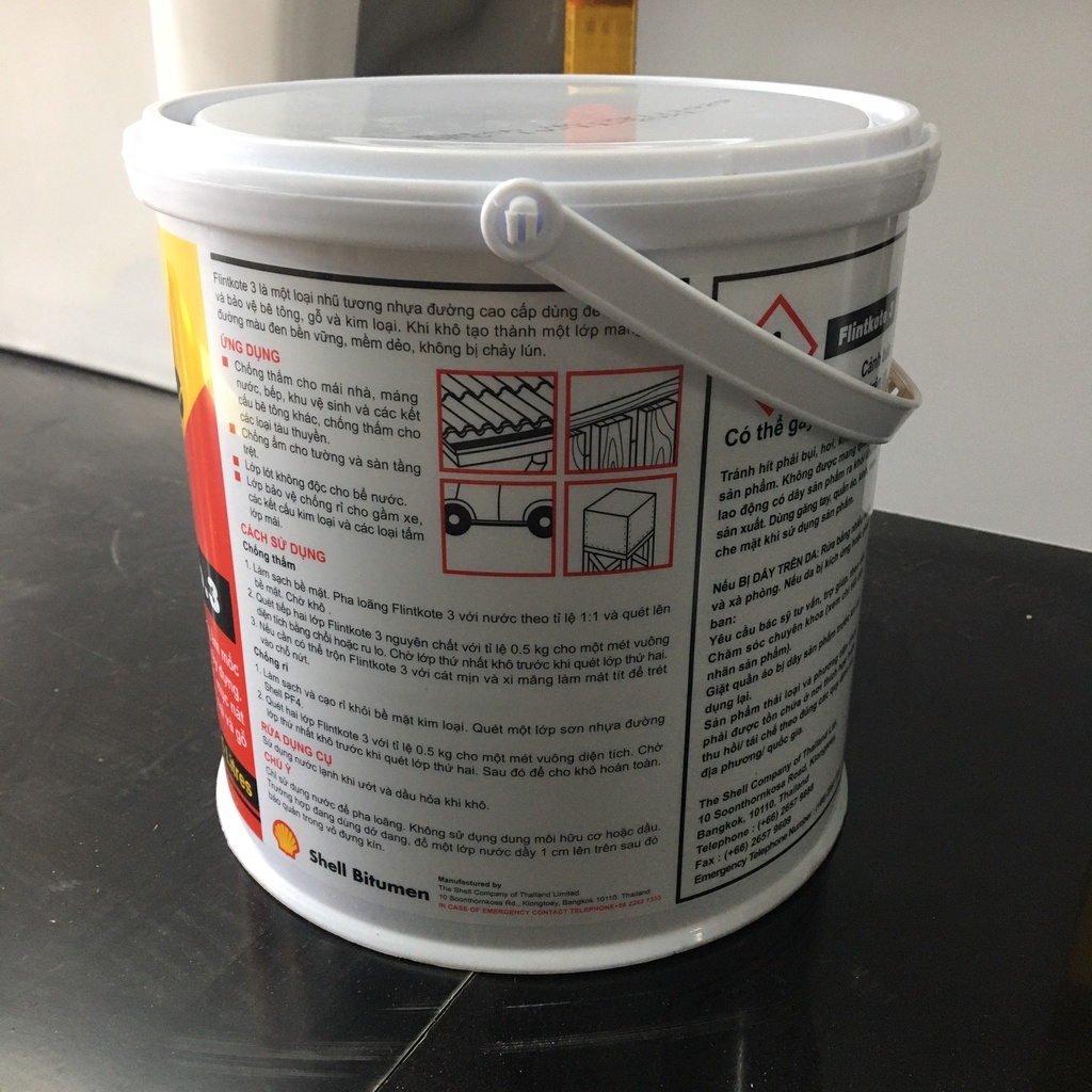 Sơn chống thấm Flintkote 3.5kg,1kg, sơn chống thấm hồ nước, hồ cá Koi đa năng, Shell flintkote No3 3.5L, 1L
