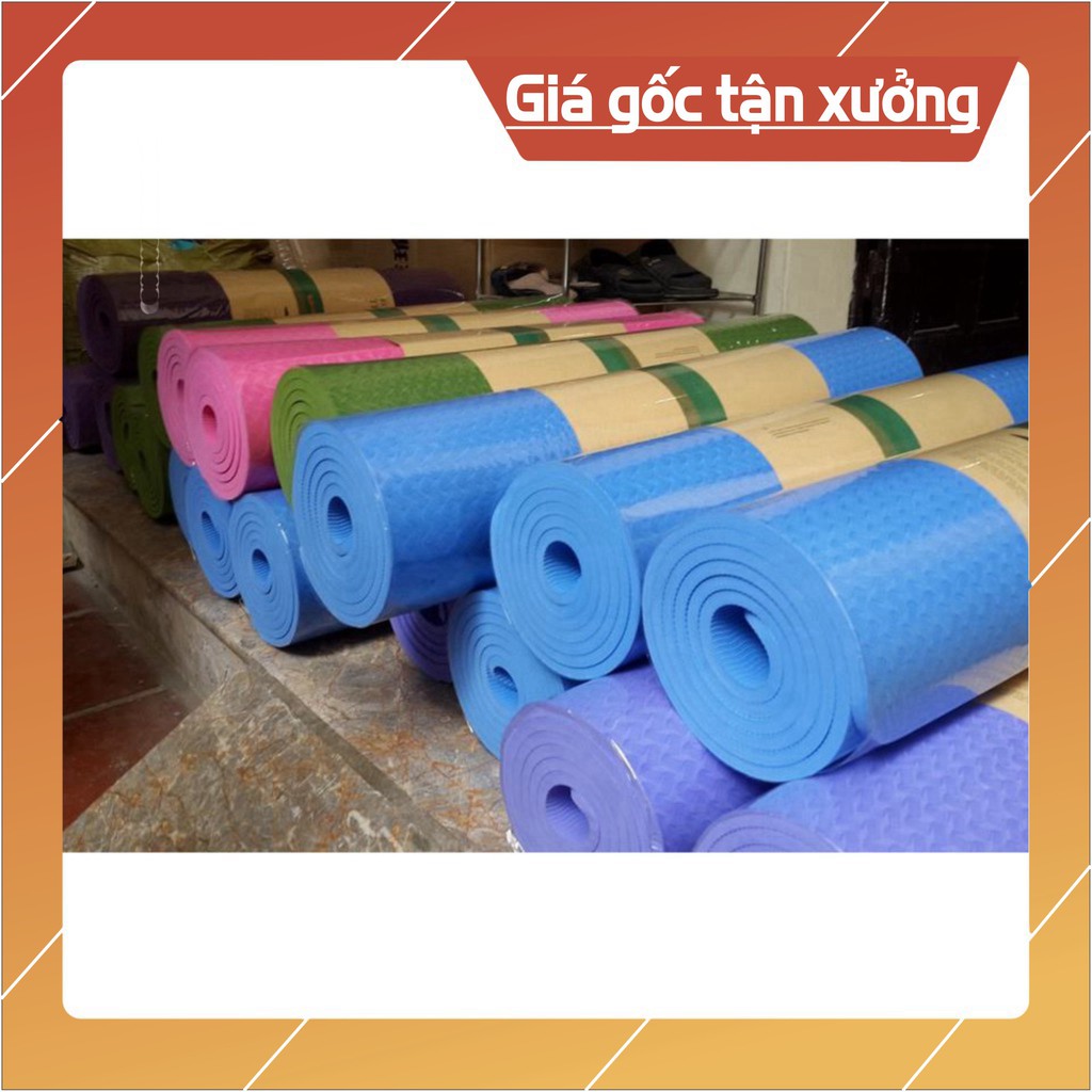 (GIÁ SỈ ) Sẵn hàng  THẢM TẬP YOGA TPE 8mm 1 lớp (tặng dây buộc) có túi xịn . Tùy chọn loại hàng. .