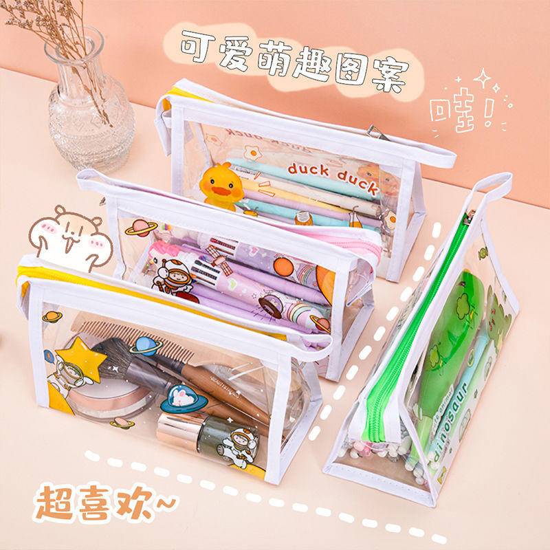⭐ iLado ⭐  Túi đựng bút trong suốt cute túi nilong/PVC theme chủ đề nhân vật túi zip nhỏ hộp vải đựng đồ Hộp đựng hộp bút hologram bút cute bọc zip tiểu an văn phòng phẩm Đa Dụng túi đựng đồ dùng cá nhân hình