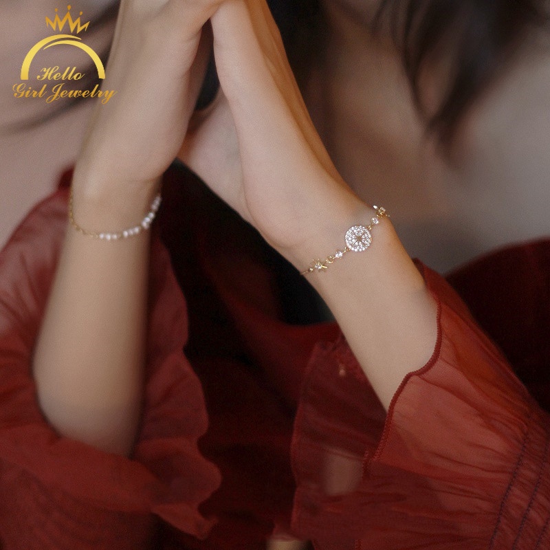 Vòng đeo tay AHELLOGIRL kim loại kiểu sao biển phong cách Hàn Quốc có thể điều chỉnh kích thước