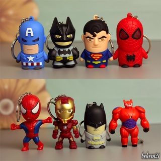 (50 MẪU) Móc Khóa Siêu Anh Hùng Avengers Người Dơi Người Sắt Đội Trưởng Mỹ Người Nhện Phát Sáng Đèn Led Có Nhạc Có Đèn 3