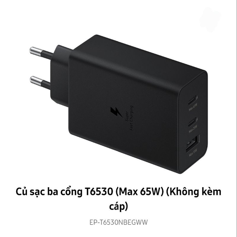 Củ sạc ba cổng T6530  EP-T6530N Sạc siêu nhanh - Hàng chính hãng