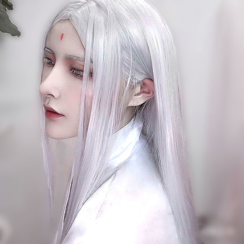 Tóc giả cosplay NỮ, Nam -  Màu TRẮNG bạch kim, ĐEN dài 70cm - Tóc giả nam cosplay cổ trang
