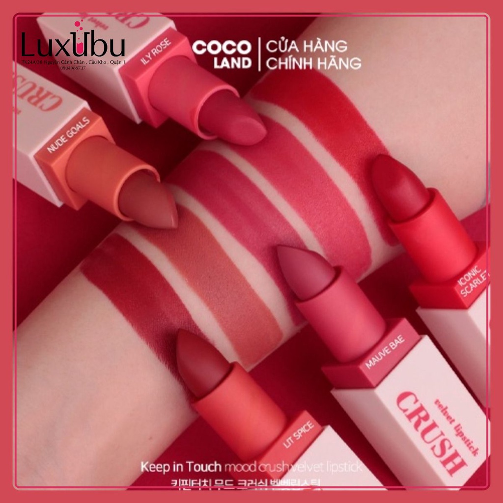 //LUXUBU// Son thỏi lì Hàn Quốc Keep in Touch Mood Crush năng động trẻ trung / COCOLAND