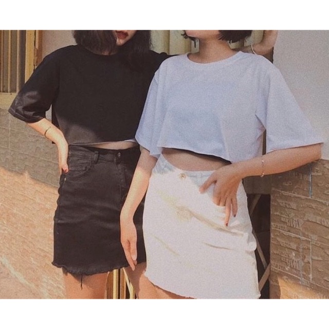 Áo croptop cổ tròn from rộng, áo thun nữ cổ tròn basic - 25 store