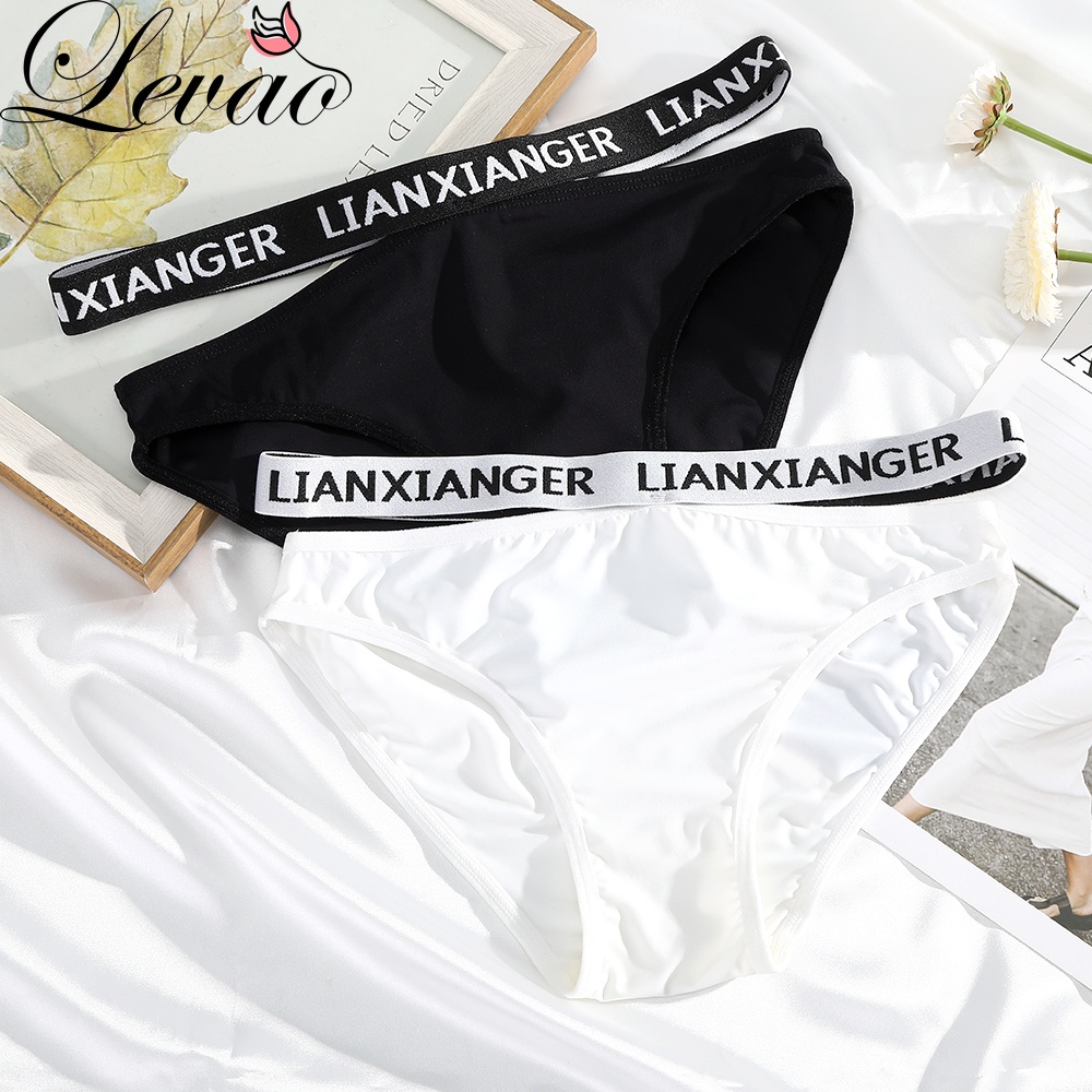 Quần Lót Levao Cotton Lưng Thấp Thoáng Khí In Chữ Phong Cách Thể Thao Cho Nữ
