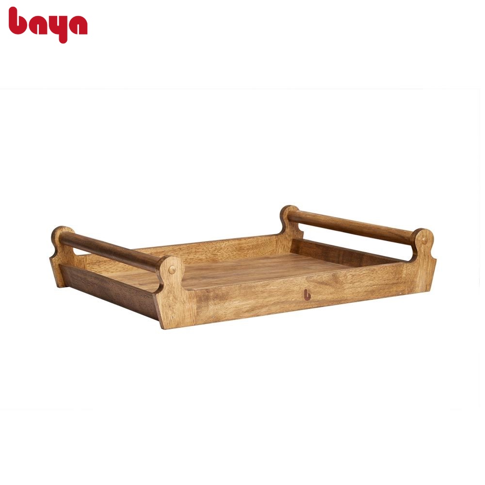 Khay đựng thức ăn decor BAYA NAPA chất liệu gỗ cao su hình chữ nhật 1100341