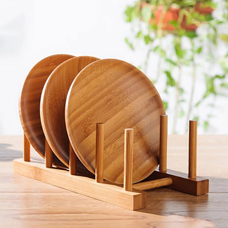 Kitchen Wooden Tableware Drainer/ Multifunction Book Magazine Display Stand Holder/ DIY Drainer Wooden Plate Rack/ Dinnerware Storage Organizer Home Decoration