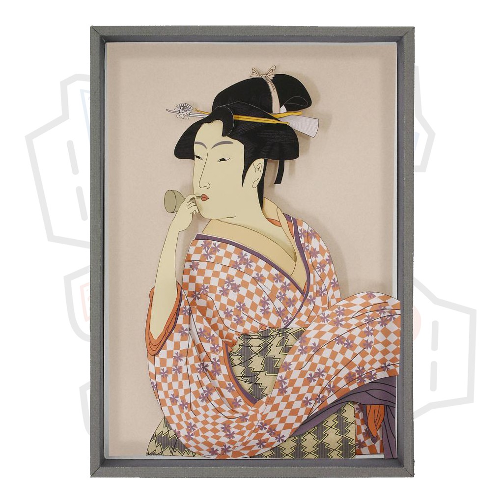Mô hình giấy Tranh treo tường Nhật Bản Girl Blowing a Glass Toy