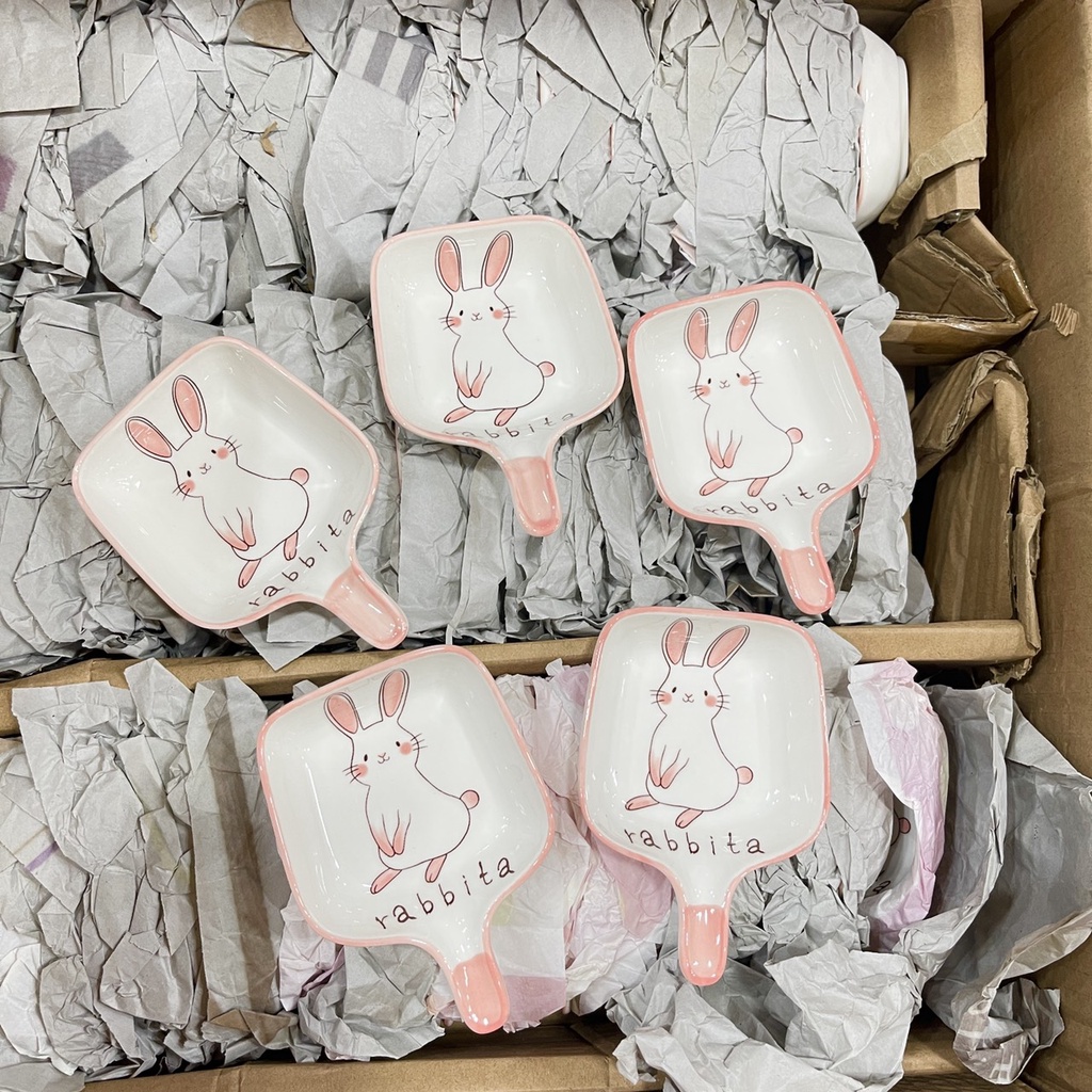 Bát Ăn Cơm, Bộ Chén Dĩa Dễ Thương Thỏ Hồng Bát Đĩa Sứ Decor Đẹp Cute Cao Cấp