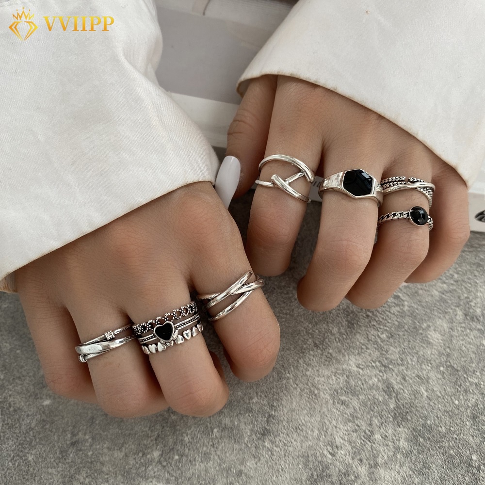 Set 7 Nhẫn Bạc Thời Trang Nữ Tính