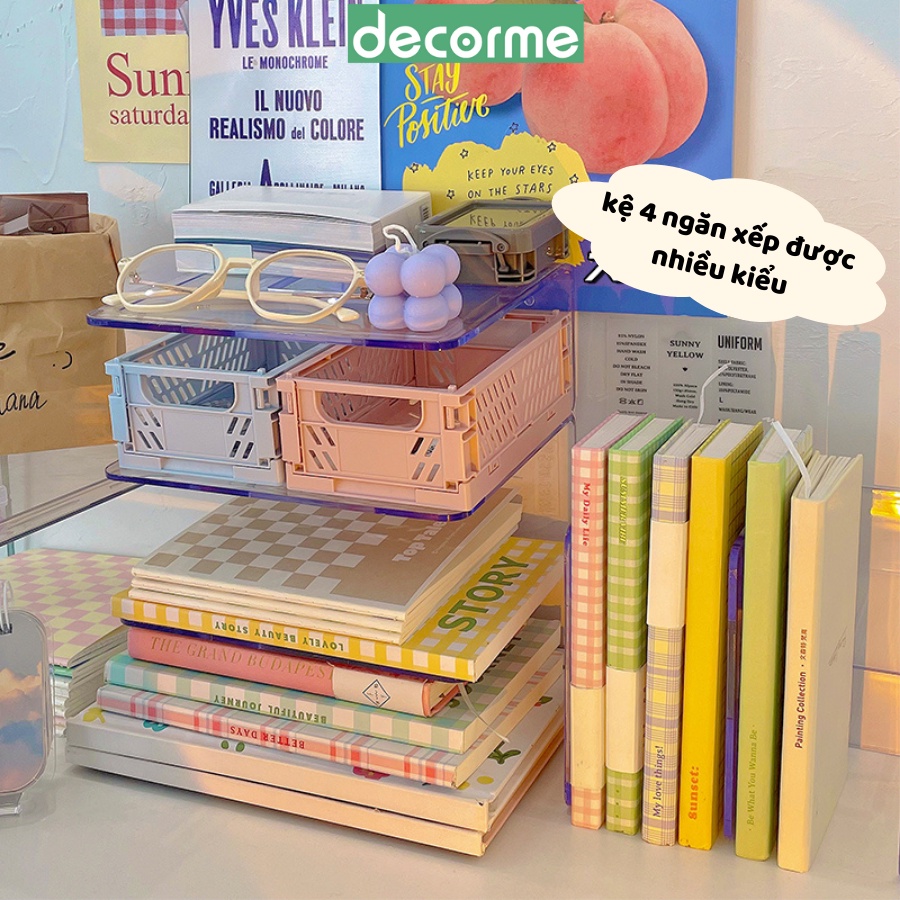 Kệ sách trong suốt bằng Mica Phong cách Hàn quốc DecorMe Giá sách để bàn basic decor phòng DMJ