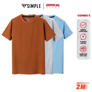 Combo 3 Áo Xám - Vàng Bò - Thiên Thanh Thun Trơn Nam TSimple