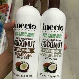 Dầu gội và dầu xả dừa của inecto giup tóc mềm mượt