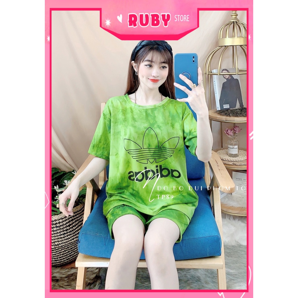 Đồ bộ thun đùi phom to cho nữ mặc nhà chất thun mềm mát loang màu dễ thương TP89