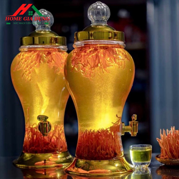 Bình ngâm rượu sâm thủy tinh  Phú Hoà 3 lít có van và không van