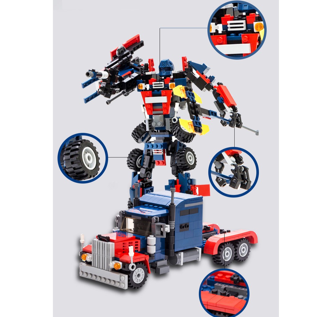 Đồ Chơi Lắp Ráp Kiểu LEGO Robot Biến Hình Optimus Prime Transformers 377 Mảnh Ghép