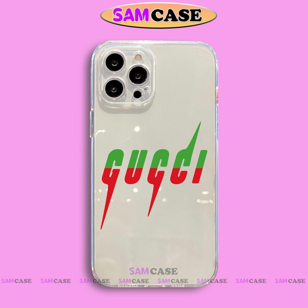 Ốp lưng iPhone Gucci cạnh vuông chống sốc silicon trong suốt dẻo bvc cho ip 6/6s/7/8/X/XS/XR/11/12/13/14 Pro Plus Max